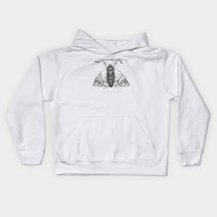 Mystical 'Dead Head' Moth - Surreal Pencil Art Kids Hoodie